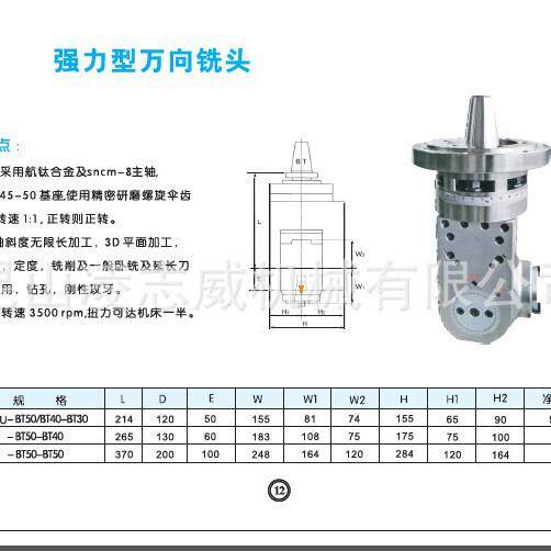 台湾豪力辉角度头锁固式横向铣头强力型万向铣头法兰型拉刀式角度