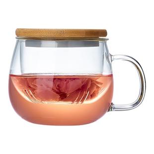 家用茶杯带把泡茶玻璃杯办公过滤耐热水杯花茶茶水分离杯子