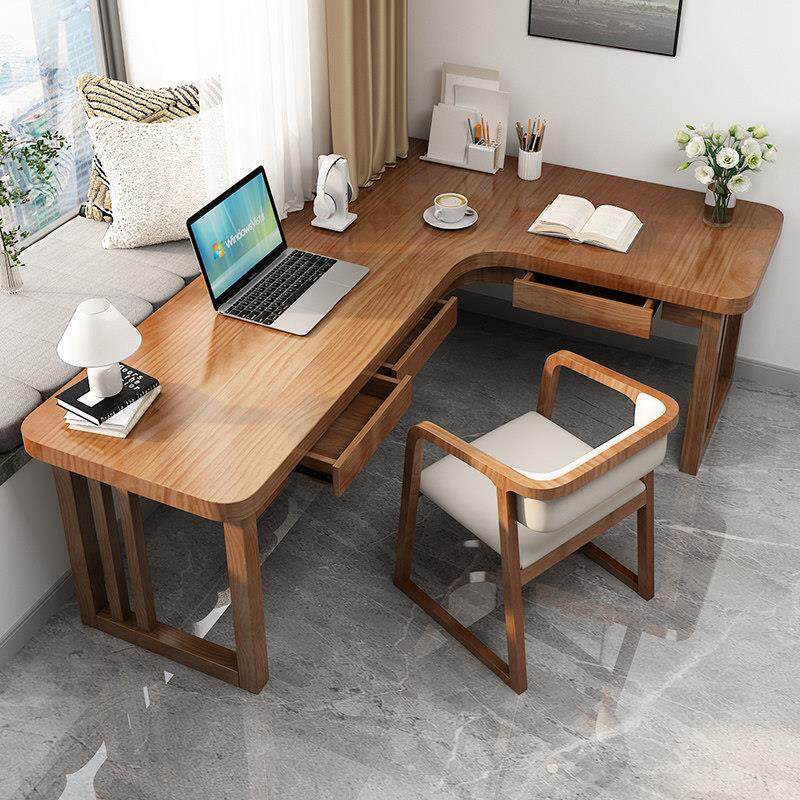 实木转角书桌拐角台式电脑桌卧室双人学习家用办公桌工作台转角桌