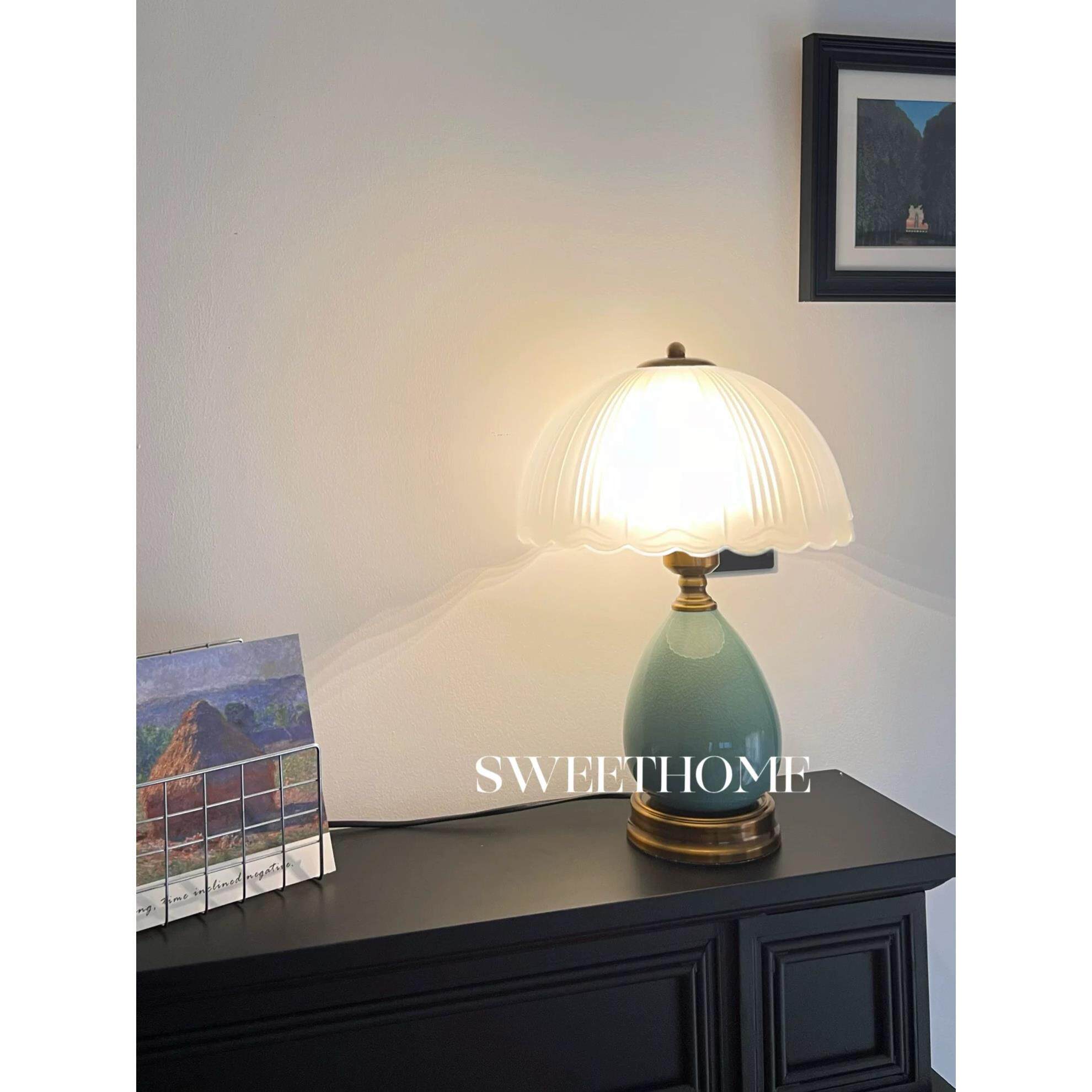 SweetHome *冰裂青瓷 复古中古轻奢客厅新中式装饰卧室床头台灯