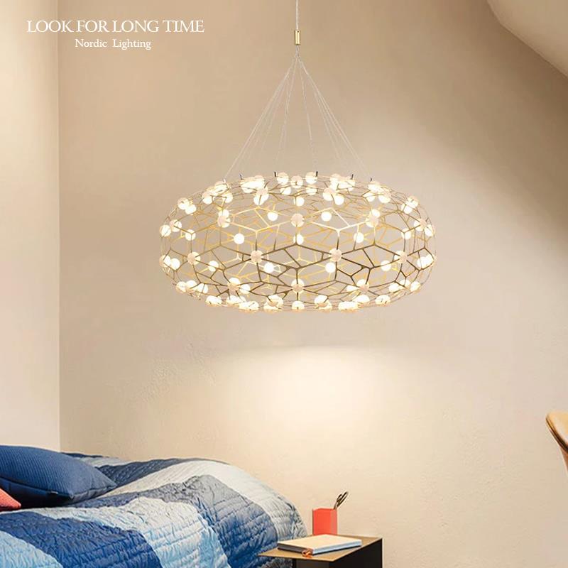 意大利设计师款现代简约客厅吊灯高级轻奢别墅艺术星星鸟巢餐厅灯