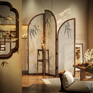 宋氏美学屏风隔断客厅入口门阻隔可折叠新中式简约茶室入口装饰