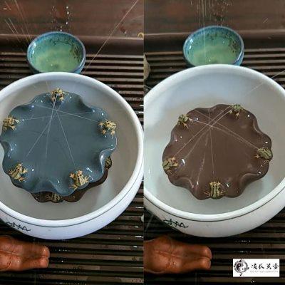 荷叶青蛙五子登科紫砂茶宠摆件茶具壶托创意养壶垫茶盘会喷水茶玩