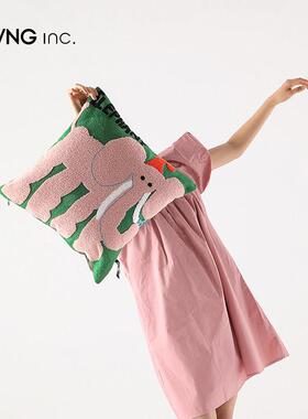 LIVING inc.MONSTER 可爱动物艺术抱枕客厅沙发靠垫大象床上靠枕