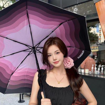 SUNSKIP迷失幻境黑粉玫瑰遮阳伞女晴雨两用太阳伞防紫外线防晒伞