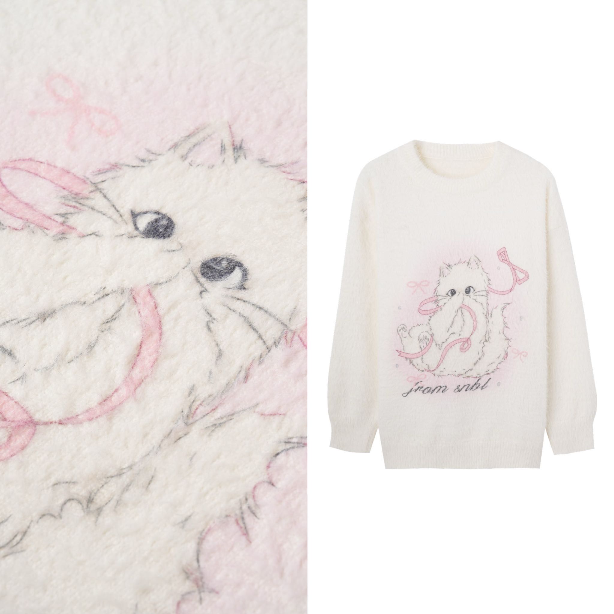 【小田专享】毛茸茸设计感毛衣可爱甜美风软糯仿水貂毛上衣