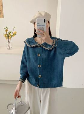 【小乐专享】娃娃领针织毛衣厚开衫外套2高级好看洋气上衣1222