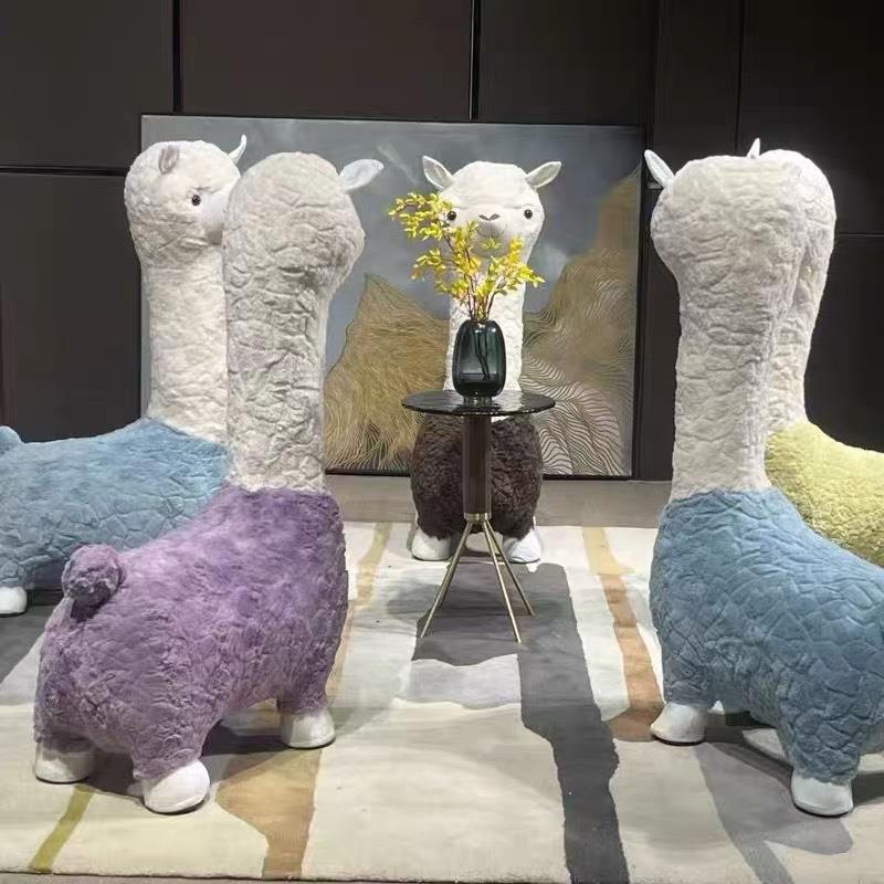 创意儿童羊驼坐凳卡通小羊凳子网红款家用动物椅子可爱动物登座椅