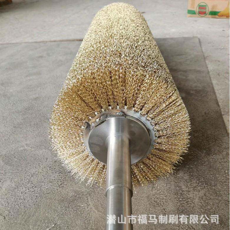 镀铜丝刷辊滚筒抛光打磨去毛刺钢丝辊工业机械钢板除锈除渣毛刷辊