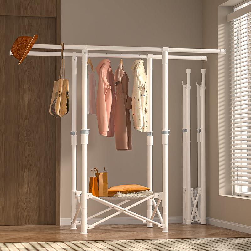 家用可伸缩落地式晾衣架防风加粗阳台可折叠晒被子神器架子晾衣服