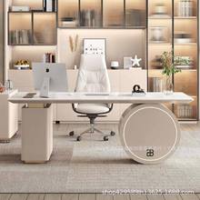 轻奢岩板书桌现代简约台式电脑桌椅组合办公学习桌家用书房写字台