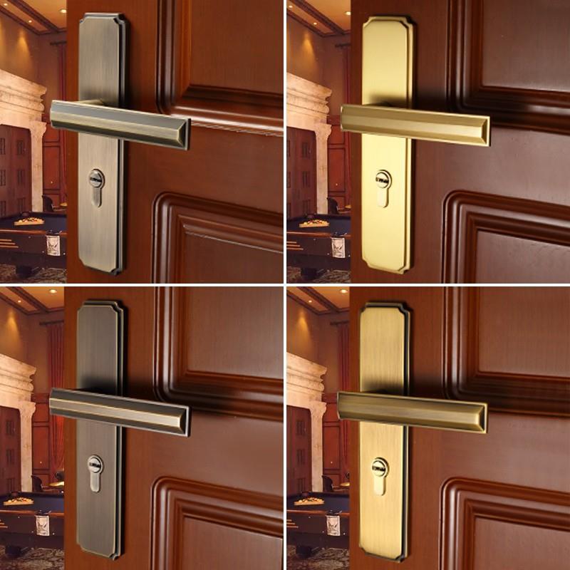 全铜卧室门锁室内新中式房间静音纯铜木门锁轻奢家用通用型锁具