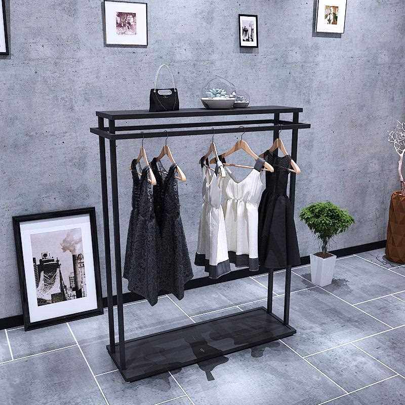 新款直销服装店双排中岛架落地式展示架男女装童装中间货架双杠侧