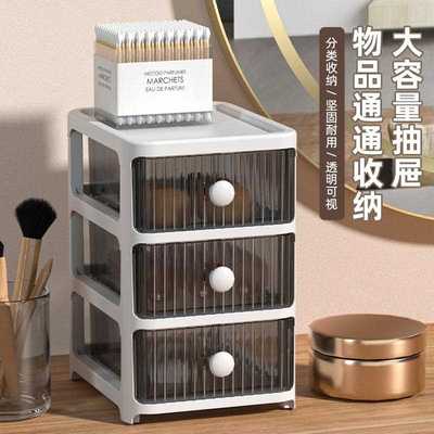 直销新款办公桌面收纳盒透明小抽屉式收纳柜学生书桌上文具杂物整