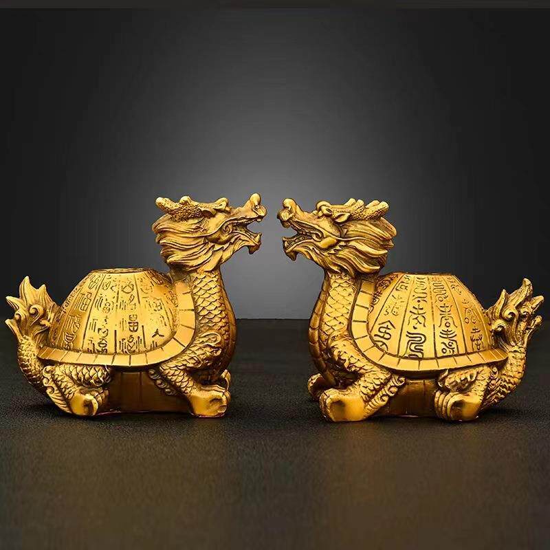 新款直销铜龙龟摆件黄铜福寿龙龟龙头龟家居桌面装饰福字龟长寿龟