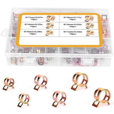 直销新款84pcs/盒镀彩锌φ10-18弹性卡箍管夹油管喉箍水管卡抱箍