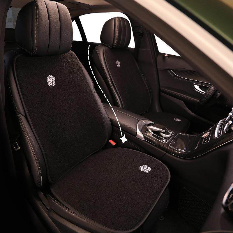 新款直销爆款冬季毛绒保暖简约汽车坐垫羊羔毛绒卡通刺绣山茶花座