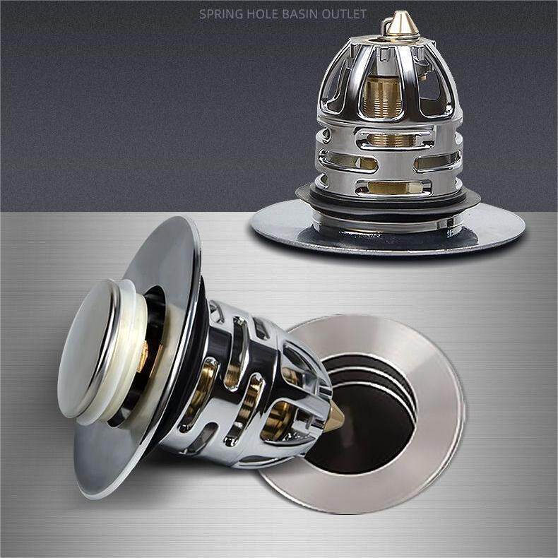 直销新款面盆洗手盆弹跳芯防臭地漏堵孔塞洗脸盆按压式下水器过滤