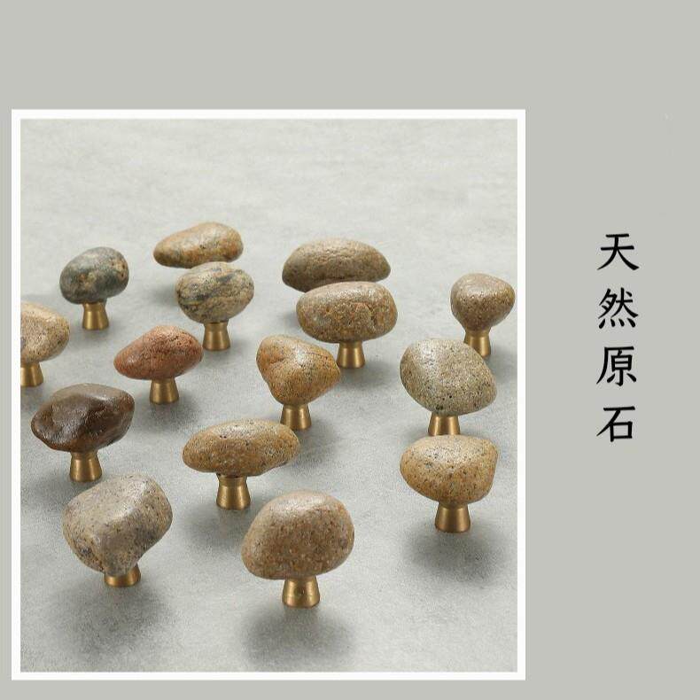 新款直销现代简约个性创意天然石头衣柜橱柜抽屉柜床头柜单孔把手