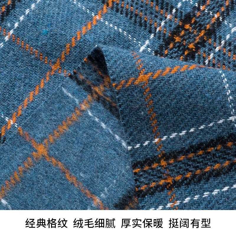 直销新款加厚格子毛呢面料 秋冬英伦风仿羊绒磨毛呢子布 时装大衣