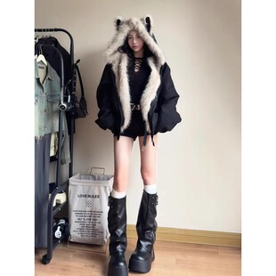 2025年毛茸茸毛领棉服外套男女加绒加厚夹克美式cleanfit冬季棉衣