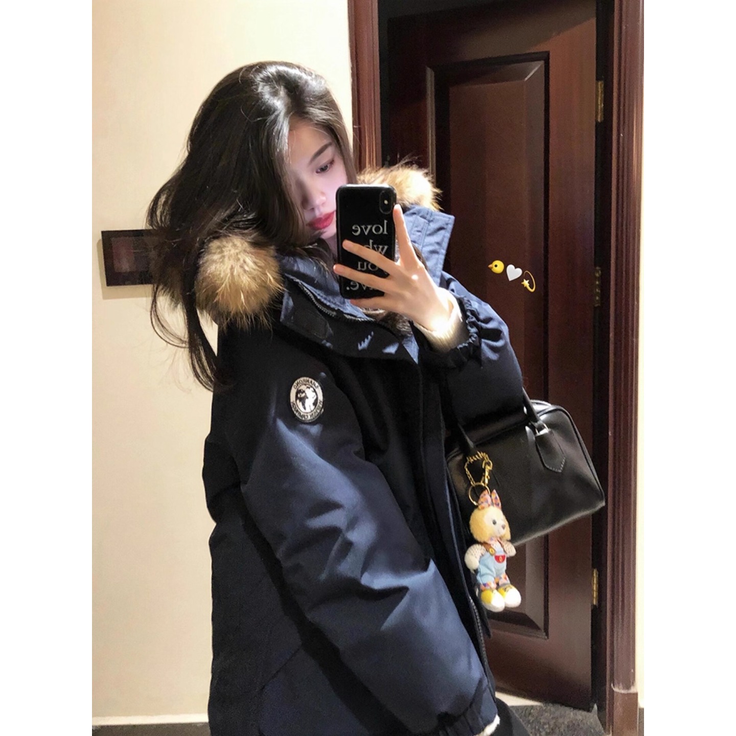 工装派克羽绒棉服女2025冬季新款加厚美式高级情侣大毛领棉衣外套