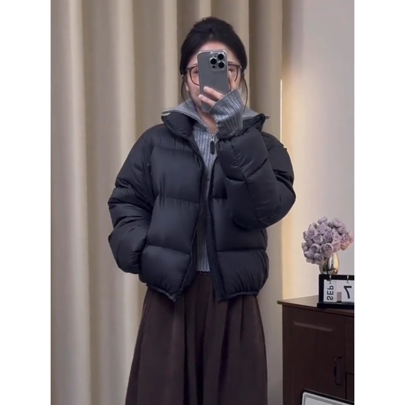 爆款肯豆风短款羽绒棉服女2025年秋冬季新款小个子立领面包服外套
