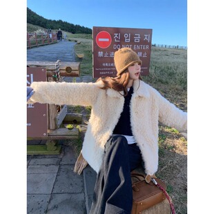 韩系冬季毛绒绒皮毛一体羊羔毛外套女高级感年轻毛毛环保皮草上衣