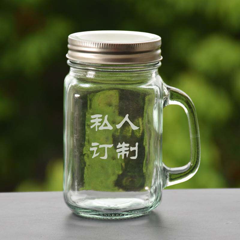 公鸡杯玻璃杯水杯带把手带盖玻璃杯水杯鲜芋仙杯方形奶茶杯饮料杯