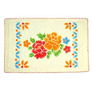 新款 凹凸提花月牙边枕巾复古少数民族包头巾 老上海枕巾老式