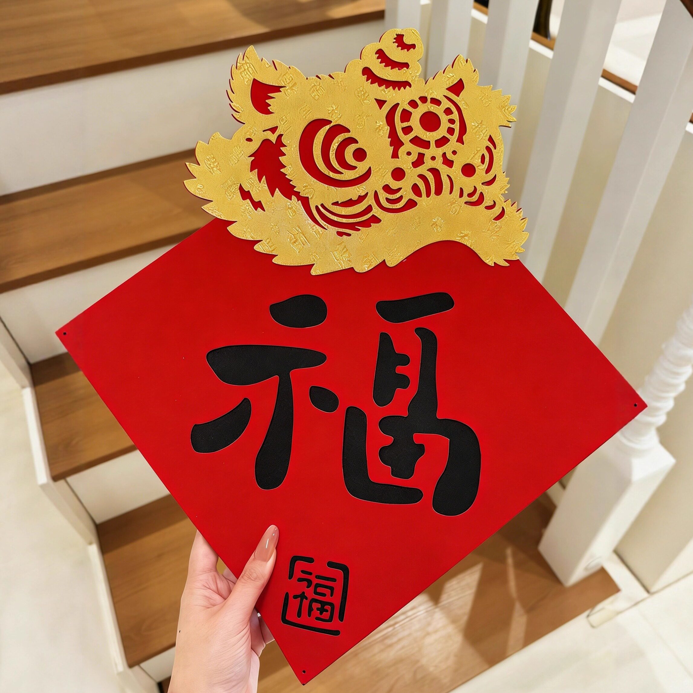 醒狮福门贴，福满家门不缺喜！！