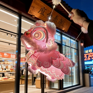 醒狮灯笼2026挂饰手工diy新年春节儿童手提花灯马年创意灯笼材料