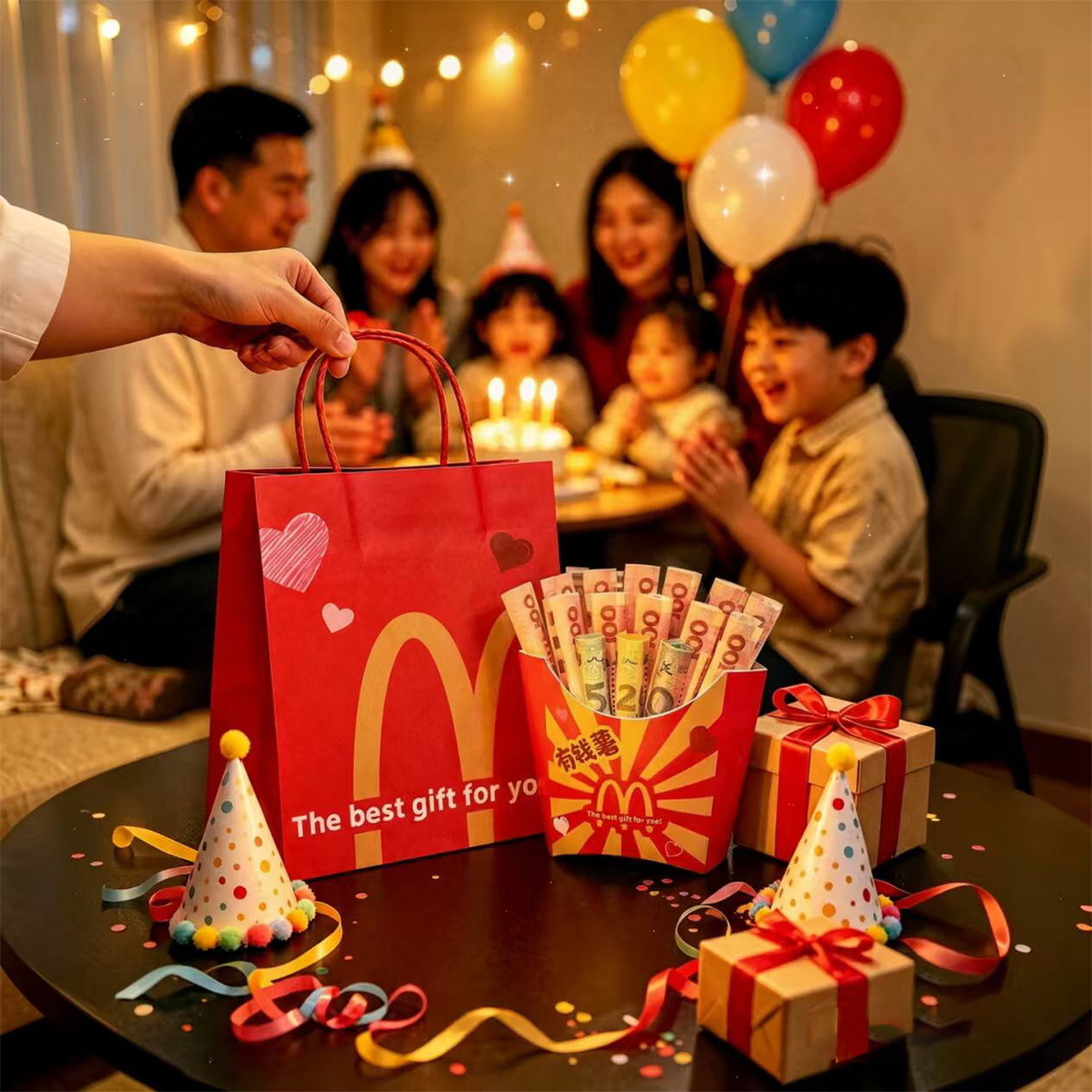 生日礼物包装薯条盒子儿子女儿老公老婆爸爸妈妈有钱薯红包图片