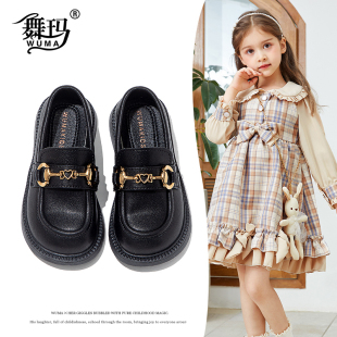 子儿童乐福鞋 黑色英伦风皮鞋 2025新款 小女孩软底单鞋 春秋季 女童鞋