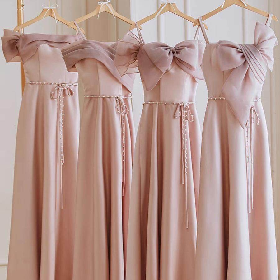 出租赁借姐妹团缎面伴娘服2025新款小众高级感气质礼服连衣长裙女