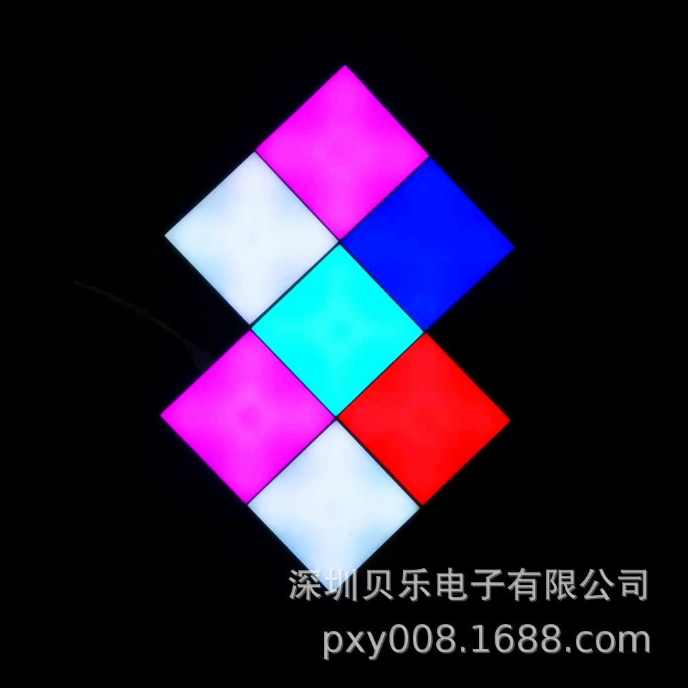 供应七彩拼接方形壁灯电竞房床头自由拼接触摸方形七彩室内壁灯