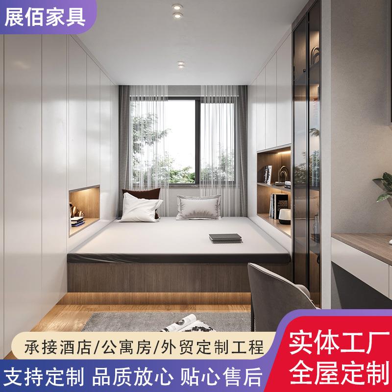 榻榻米双人床衣柜一体家用小户型带储物日式实木组合定制天津