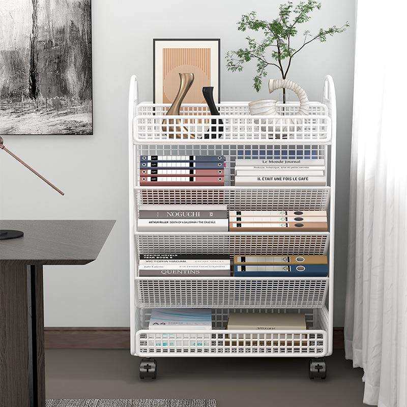 书架家用双面可移动多层置物架落地绘本架书桌旁书柜子储物柜收纳