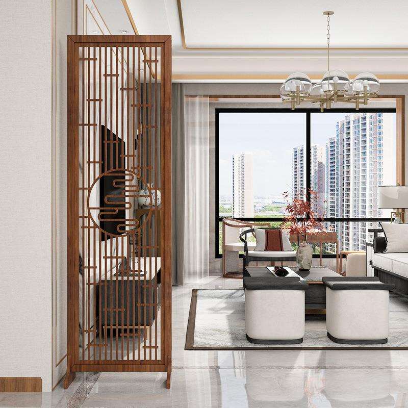 中式简约现代屏风隔断简易折叠客厅镂空玄关墙移动折屏办公室