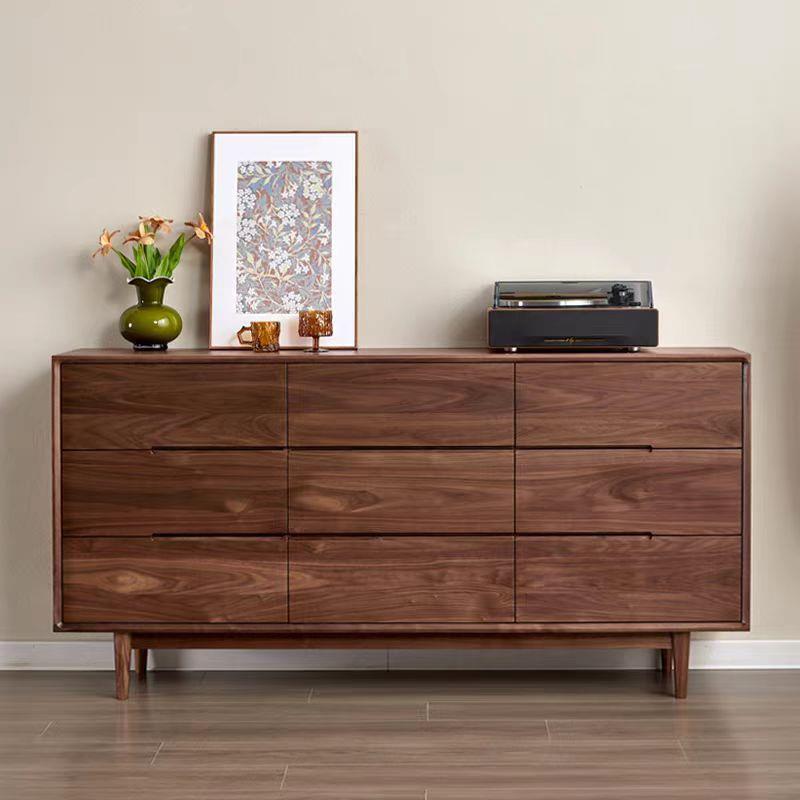 北美黑胡桃木九斗柜现代简约白橡原木纯实木卧室收纳储物抽屉斗柜