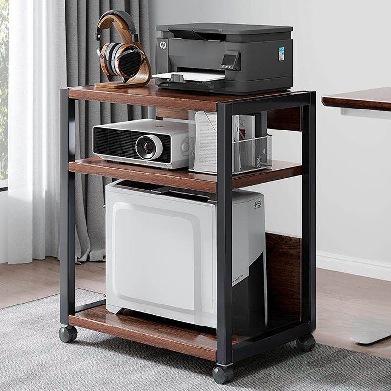 打印机置物架落地办公室多层移动收纳铁艺整理柜电脑主机托架家用