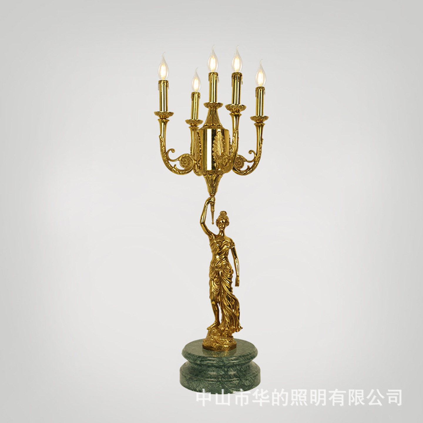 法式奢华复古别墅客厅全铜台灯欧式书房卧室脱蜡全铜大理石灯具