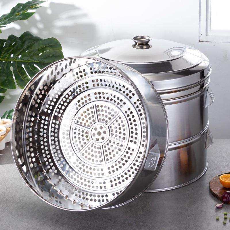 蒸笼不锈钢无磁特厚加高14cm18cm蒸格蒸屉蒸包子家用商用大蒸笼z^