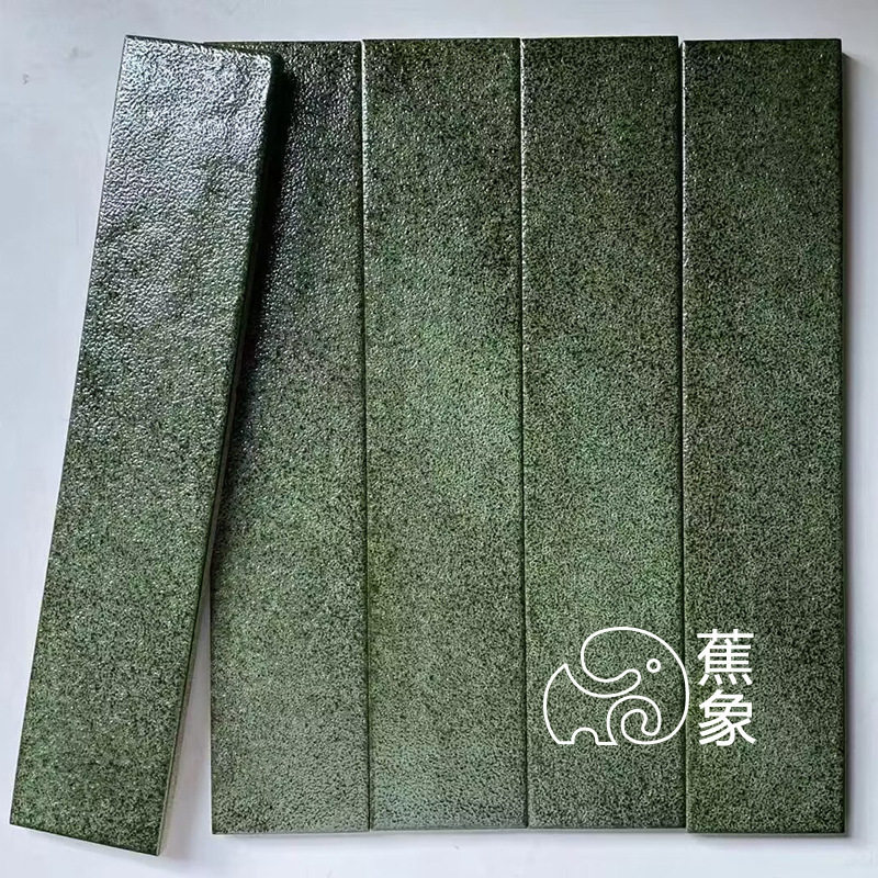 复古手工砖法式卫生间墙砖厨房餐厅亮光长条砖绿色文艺吧台小瓷砖
