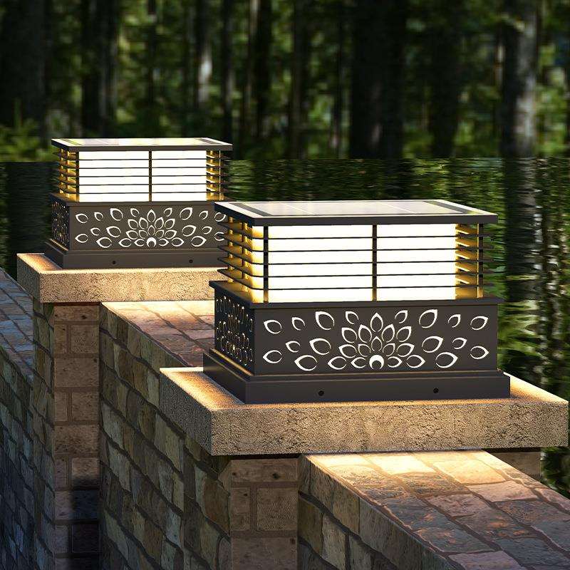 新款柱头灯太阳能别墅大门柱灯户外庭院灯围墙柱顶灯防水柱子灯具