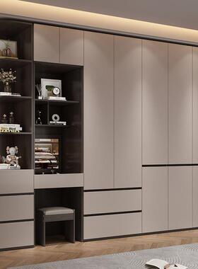 衣柜家用卧室分段式平开门简约灰色实木大衣橱25新款柜子