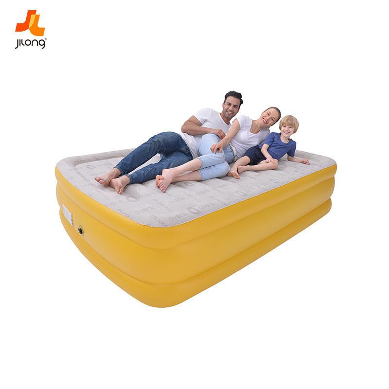 吉龙充气懒人便携家用双层内置泵气垫床立体植绒横拉带植绒床