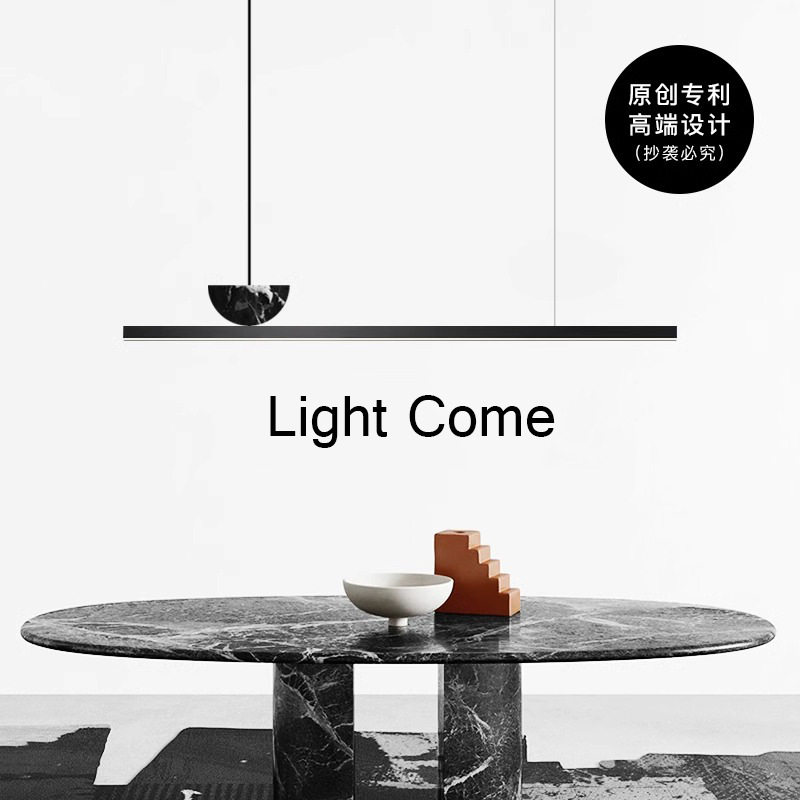 意式极简全铜餐厅吊灯高端大理石现代简约书房吧台全光谱长条灯