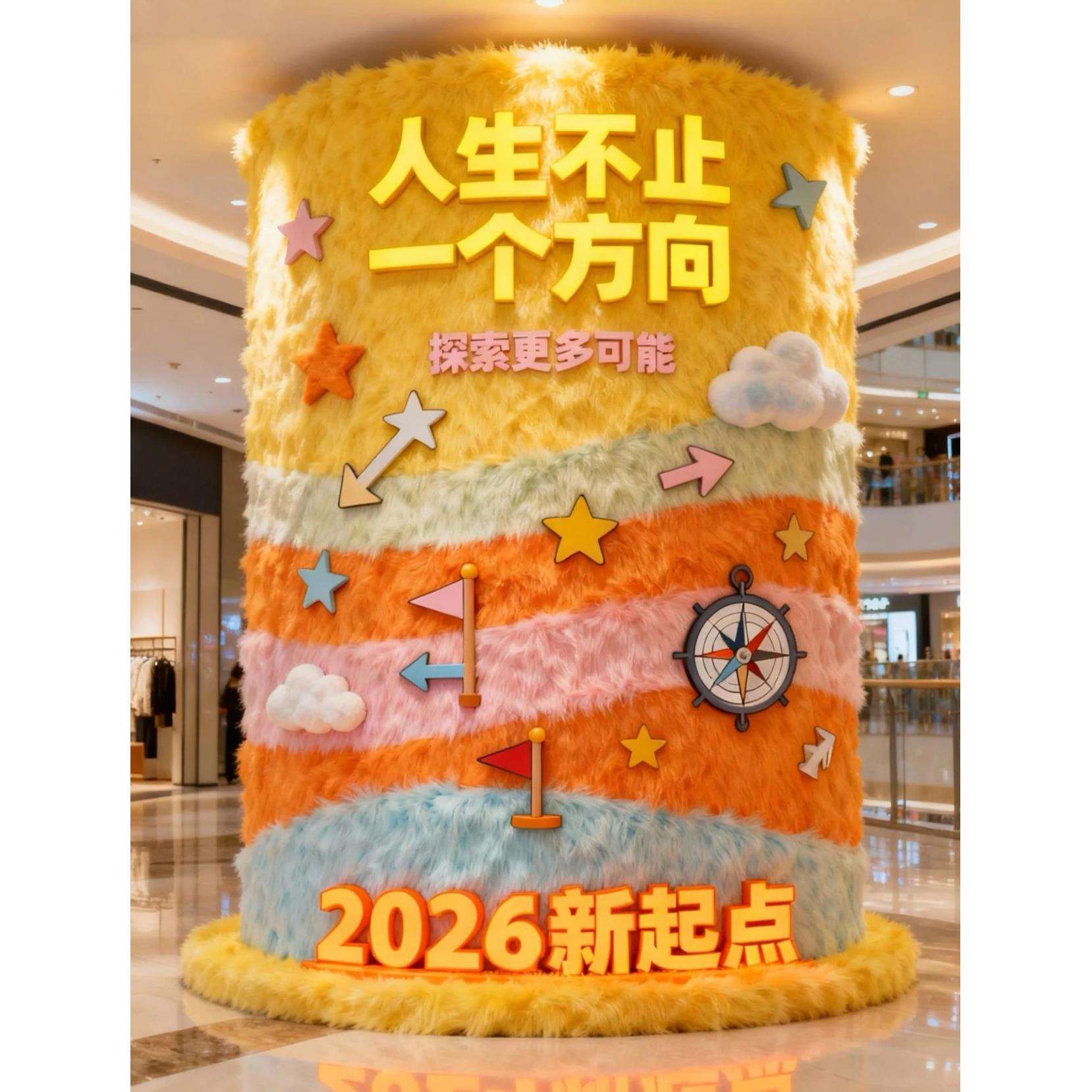 2026新年商场毛绒抱抱柱子装饰摆件地铁柱子景区文化装饰毛绒柱子