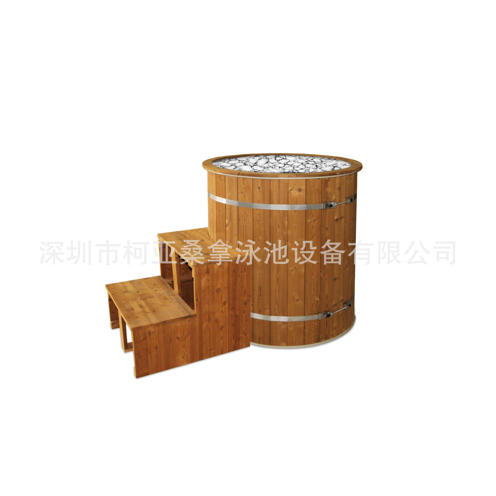 厂家木制冰桶圆形单人冰浴桶冷热机碳化白松木冰桶浴缸